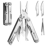 BIBURY Mini Multitool Zange Mit Unsichtbare Pinzette, 10 in 1 EDC Multi Tool Mit Glasbrecher Rückenclip Gurtschneider für Freien Camping Angeln, Outdoor Mini Werkzeug Ideal Geschenke für Frauen Männer