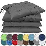 NatureMark 4er Set Stuhlkissen mit Bändern Gr. 40x40 cm...