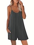 Haibang Jumpsuit Damen Sommer Elegant Lässiger Kurz Latzhosen Locker Träger Overall Einteiler Sexy Ärmellos Romper Verstellbar Spagettiträger Playsuit Hosenanzug Sommer Outfit mit Taschen