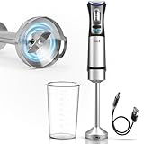 LEBENLANG Akku Stabmixer Kabellos - Inkl. 800ml Messbecher & USB-C Ladekabel I Kabelloser Akku Pürierstab Edelstahl Zauberstab Hand Mixer Mixstab Set I Elektrische Blender Purierstabmixer Küchengeräte