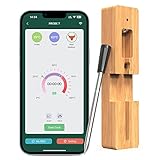 Grillthermometer Bluetooth, Intelligentes Kabellos Fleischthermometer mit Sonde, 30m Funkreichweite Kerntemperaturanzeige, Digitales Funk Bratenthermometer zum Kochen, BBQ, Ofen, Grill, Küche