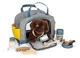 Small Foot Hund mit Tasche und Pflege-Set, 15-teiliges Haustier-Spielzeug für Kinder ab 2 Jahren, Rollenspiel Set für Tierpflege, 12600