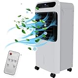 Tronitechnik® Luftkühler 5in1 Ventilator mit Wasserkühlung - Aircooler mit Fernbedienung, Staubfilter, Timer, Oszillation, Kühlung, Ventilation, Ionisator und Luftreiniger