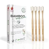 Bamboo Clean Nano Bambus Zahnbürsten, 20.000 weiche und organische Nanoborsten, BPA-frei, Bürsten, natürlich, umweltfreundlich, biologisch abbaubar und kompostierbar, für die ganze Familie. (4 stück)