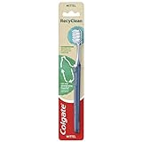 Colgate Zahnbürste RecyClean mittel, 1 Stück - Handzahnbürste mit Borsten auf Pflanzenbasis & Griff aus 100% recyceltem Plastik