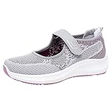 Damen Strass Plattform Loafers Glitter Slip on Turnschuhe Komfort Stoßdämpfende Athletische Schuhe Plateau Bequeme Wanderschuhe, Workout Sneakers Schuhe (Grey, 38)