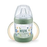 NUK for Nature Trinklernflasche mit persönlicher Gravur, aus nachhaltigem Material*, extra breite und weiche Lippenauflage, mit Temperature Control, ab 6 Monaten, 150ml, grün