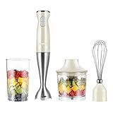 COMFEE' Stabmixer, gebürsteter Edelstahl, 2-stufig, Mehrzweck-Stabmixer mit 550 Watt, 600ml Mixbecher und Schneebesen, perfekt für Babynahrung, Smoothies, Saucen und Suppen, Crème