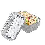 Timisea Grill Aluschalen Grilltropfschalen 25 Stück Einweg Schalen aus Aluminiumfolie Fettauffangschalen Grillschale | Aluschalen Grill 22 * 15 * 5.5cm /1000ml Tropfschalen-Wiederverwendbar……