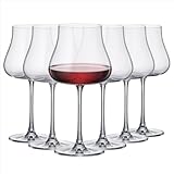 Crystal Bohemia Rotweingläser - 6er Set, je 580 ml, spülmaschinenfest, langlebig & modern - Elegante Rotweinkelche aus Kristallglas - Ideal für Pinot Noir, Chianti & als Geschenk