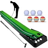 YINGJEE Golf Matte Puttingmatte mit professionelle tragbare Übungs,einhalten Golf Putter + 6 Golf Bälle Mini Golf Übungsmatte Putting Matte Green Golfübungsgeräte für zu Hause Büro Gym