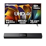 Hisense Bundle 50E6NT 127cm (50 Zoll) Fernseher, 4K UHD Smart TV, HDR, Dolby Vision, 60Hz [2024] HS2000 2.1 Kanal Soundbar, integrierter Subwoofer, 240W, Dolby Audio, Bluetooth, HDMI ARC