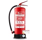 FireLoq 6kg Pulver Feuerlöscher für Brandklasse ABC mit 34A | 233B | C ergibt 10 LE Dauerdruck inkl. Prüfnachweis,Wandhalter und Manometer