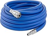 Poppstar Druckluftschlauch 10 m (Hybrid PVC mit Gewebe, Innendurchmesser 9,2mm mit Schnellkupplung & Kupplungsstecker) bis 20 bar, blau