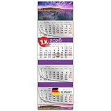 PRIMUS PRINT XXL Kalender 2026 - Mehrblock Wandkalender - 4-Monatskalender - mit Datum Schieber, Kalender zum Aufhängen - inklusive Feiertagen & Ferien - verschiedene Motive - [ 1x Lavendel ]