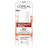 L'Oréal Paris Gesichtspflege mit LSF 50+ und antioxidativem Vitamin C, Anti-UV Fluid für alle Hauttypen, Gegen die ersten Anzeichen der Hautalterung, Revitalift Clinical, 1 x 50 ml Tropfen