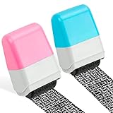 2 Stück Datenschutz Rollstempel Textschwärzer, identitätsdiebstahlschutz-rollenstempel Camouflage Stempel für Privatsphären Vertraulichkeit Persönliche Daten Blackout, Identitätsschutz Blau Rosa