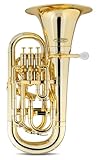 Classic Cantabile MardiBrass Kunststoff Bb-Euphonium - 4 Aluminium-Ventile - nur 2,2 kg leicht - inkl. Mundstück und Leichtkoffer mit Rollen - gold