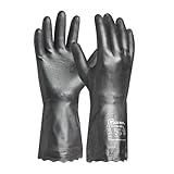 Gebol Carostar | Größe L (Gr 9) | Chemikalienschutzhandschuh mit Baumwoll-Beflockung innen | Reinigungshandschuh mit hoher Griffsicherheit | für Damen und Herren | schwarz | 1 Paar