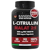 Bandini® L-CITRULLIN MALAT | 3000mg Citrulline 2:1 (1000mg JE TAB) Hochdosiert | Citrullin Aus Pflanzlichem Fermentation | Pre Workout - Muskelaufbau | Ohne Zusätze, Vegan, Laborgeprüft | 90 Tabletten