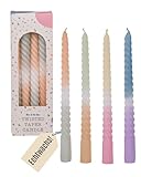 Out of the blue Gedrehte Spitzkerze mit Farbverlauf - Sanfter Übergang in Pastelltönen - 4er-Set - Elegante Länge 20 cm - Für Stabkerzenhalter & Deko - Ideal für jedes Zuhause