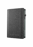 EverWallet Slim Brieftasche für Damen und Herren aus Leder und Aluminium - Smart Wallet mit Kreditkartenhalter, Auswurfmechanismus, RFID Block - minimalistisch und dünn - Made in Italy, Schwarz