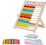 DYOUen Grundschule Rechenschieber 28 X 21CM Abakus für Kinder mit Zählstäben/Zahlenalphabetkarten Rechenrahmen Lernspielzeug, Pädagogisches Spielzeug Geschenk Weihnachten