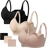 HBselect 3 Pcs Schwangerschafts Still BH Nahtloser Still-BH mit zusätzlichen BH-Verlängerungen Stillen und Schlaf Ohne Bügel für Damen