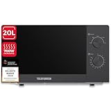 Telefunken Mikrowelle Solo | Mikrowellengerät klein mit 20 Liter Garraum | 700 W Leistung | 5 Leistungsstufen mit Auftaufunktion | kompakte Microwave mit Drehteller | Timer | schwarz | B-MW-20-G-B