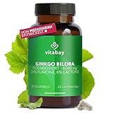 Vitabay Ginkgo Biloba 6000mg Hochdosiert - 180 Ginkgo Kapseln VEGAN - Kapseln mit 24% Flavone & 6% Lactone - Hochdosiert Vegan und Laborgeprüft