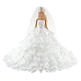 Miunana Kleidung Elegant Dress Kleider Abendkleid Prinzessin Pailletten für 11,5 Zoll Mädchen Puppen (Weiß)