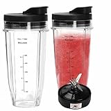 GAESHOW 5 Stück 680.4 g Ninja Blender Cups & Blade Replacement Set, Blender Ersatzteile mit To Go Deckel und 7 Flossen Extractor Klinge, Blender Zubehör Ersatzteile für Ninja Blender