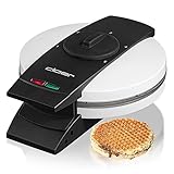 Cloer 1641S Stroopwaffeleisen für holländische Stroopwaffeln, 850 W, Waffelkaliber 14,5 cm, Backampel, stufenlos wählbarer Bräunungsgrad, weiß