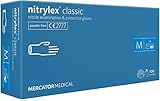 MERCATOR MEDICAL Nitrilhandschuhe, puderfreie Einweghandschuhe NITRYLEX CLASSIC, Größe: M - 100 Stück, texturierte Fingerspitzen, latexfreie Einmalhandschuhe, Nitril-handschuhe, blau