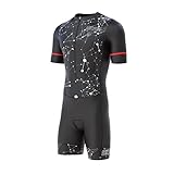 Herren Fahrrad-Skinsuit Gel gepolstert Einteiler Trisuit Bike Top kurzes Sublimiertes Design, schwarz / weiß, XL