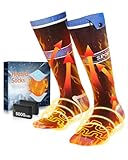 VIWKO 2026 Upgraded Beheizbare Socken, 5000mAh*2 Wiederaufladbare Heizsocken, 3 Temperaturen mit 360° Heizung Beheizte Socken, Waschbare Batterie Beheizbare Socken Damen Herren für Ski Jagen Blau L