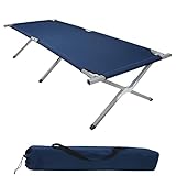 BB Sport Feldbett Klappbett 190 x 64 x 41 cm Stabiles Campingbett bis 180 kg Belastbar Tragbar Tasche Liege Reise Bequem, Farbe:blau