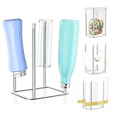 Flaschentrockner, Abtropfgestell Flaschen, Flaschenhalter Küche, Babyflaschen Trockenständer, Wiederverwendbar Flaschenständer zum Abtropfen, für Plastiktüten, Flaschen Und Becher (Silber, Klein)