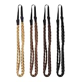 Androxeda 4pcs elastische geflochtene Stirnbänder doppelt geflochtene verdrehte Haarbänder geflochtene Kopfwickel für Frauenmädchen