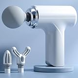 Massagepistole, 6-Gang-Mini-Muskelmassagegerät, Tiefengewebe-Entlastungsmassagegerät mit 4 Köpfen, Geschenk für Männer und Frauen, geeignet für Körper, Nacken, Rücken, Arme, Schultern, Beine (White)