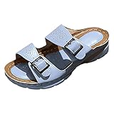 koperras Damenschuhe Pumps Keilabsatz Blau Lässig Offene Zehenkeile Weicher Boden Atmungsaktive Hausschuhe Schuhe Sandalen Damen Sandalen Plateau Flach (BU1, 40)