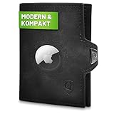 GenTo - AirTag Wallet - Slim Wallet - Geldbörse mit Münzfach - Apple AIRTAG Halterung - TÜV geprüfter RFID NFC Schutz - kleines Mini Portmonee - dünnes schmales Kartenetui Herren Damen