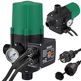 MONZANA® Pumpensteuerung Trockenlaufschutz 10 bar Druckschalter Hauswasserwerk Pumpendruckregler Pumpenschalter Druckwächter Baranzeige mit Kabel