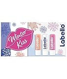 Labello Winter Kiss Geschenkset, Pflegeset für den Winter mit LSF, feuchtigkeitsspendendes Lippenpflege Set mit Peeling, Labello und mehr