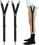 xingzhi Shirt Stays Adjustable Soft and Smooth Elastic with Non Slip Clips Perfect Sock Garters for Military or Professional, Black