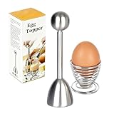 ORAGKE Eierköpfer Edelstahl Premium Set, Schneller Eieröffner & Eierbecher Edelstahl Spirale Spülmaschinenfest, Federeierbecher für Rohe & Gekochte Eier, Super Zeitsparend für perfekte Frühstückseier