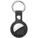 Ainiv AirTag Schutzhülle, Schutzhülle Kompatibel mit AirTags, Leder Keyring, Mini Apple AirTags Case, Hülle, Cover mit Schlüsselanhänger Schwarz