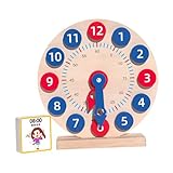 FIXOSHEE Holzuhr Lernspielzeug für Zahlen Farberkennung Pädagogisches Zeitspielzeug für Kleinkinder Glatte Kanten Fördert Zahlenverständnis und Frühzeitiges Zeitlesen