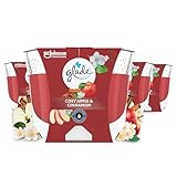 Glade Langanhaltende Duftkerze im Glas, Cosy Apple & Cinnamon, bis zu 30 Stunden Brenndauer, 4er Pack (4x204 g)