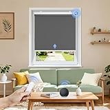Grandekor Elektrische Rollos Innen,Verdunklungsrollo ohne Bohren mit Fernbedienung & Leiser Motor Dunkelgrau 120x150cm,Smart Rollo für Fenster mit Metal Klemmträger,Thermorollo Sonnen-& Sichtschutz